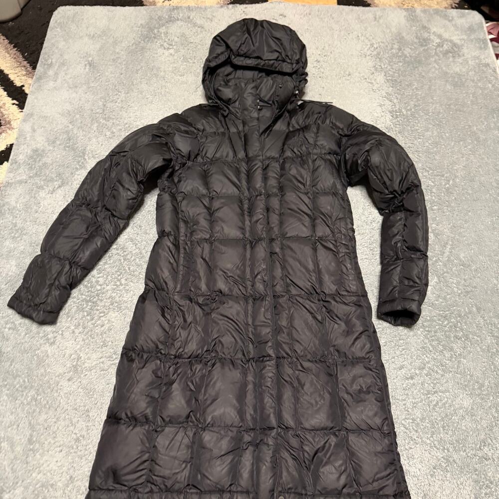 The North Face Coat Womens Small Black 600 Down Long Quilted Puffer Jacket ***